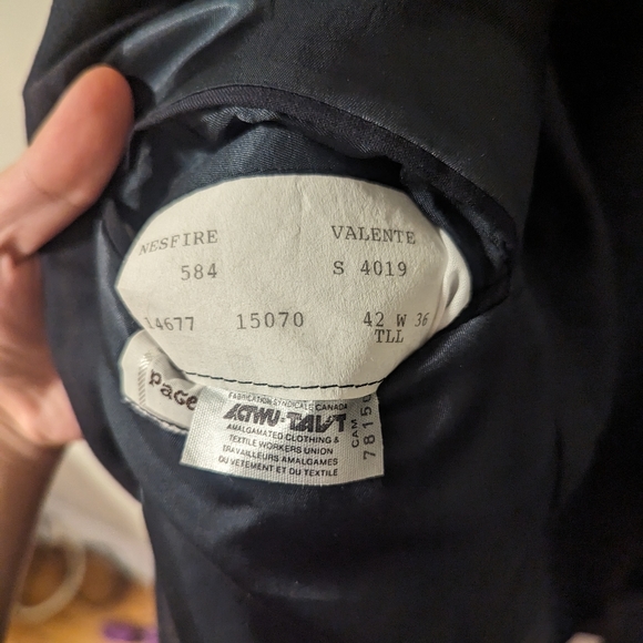 Cambridge Black Pure Wool Pinstripe Pants Blazer Suit Set (XL) (Sz 42 Tall 36W) - Picture 8 of 16